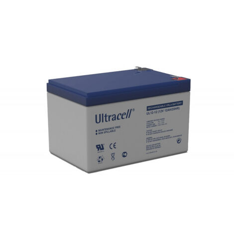 Ultracell – Batterie plomb étanche 12V 12Ah UL1212 – Technologie VRLA sans entretien – Pour systèmes d'alarme et équipements médicaux