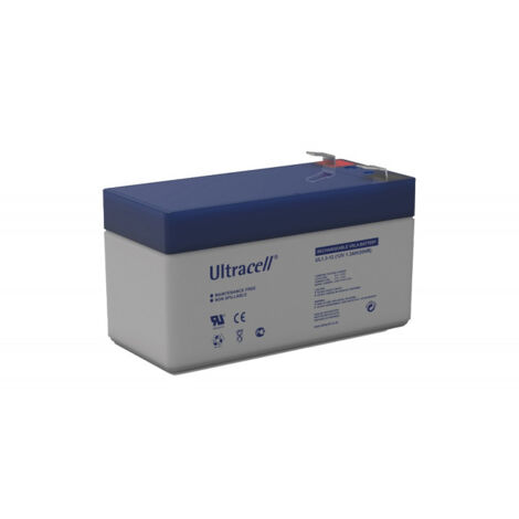 Ultracell – Batterie plomb étanche 12V 1.3Ah – Technologie VRLA sans entretien – Pour alarme, jouets et onduleurs – Dimensions 97x43x58mm