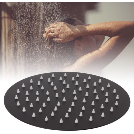 Ultradünne 20 cm schwarze Edelstahl-Deckenarmatur für Dusche – Wand- oder Deckenmontage