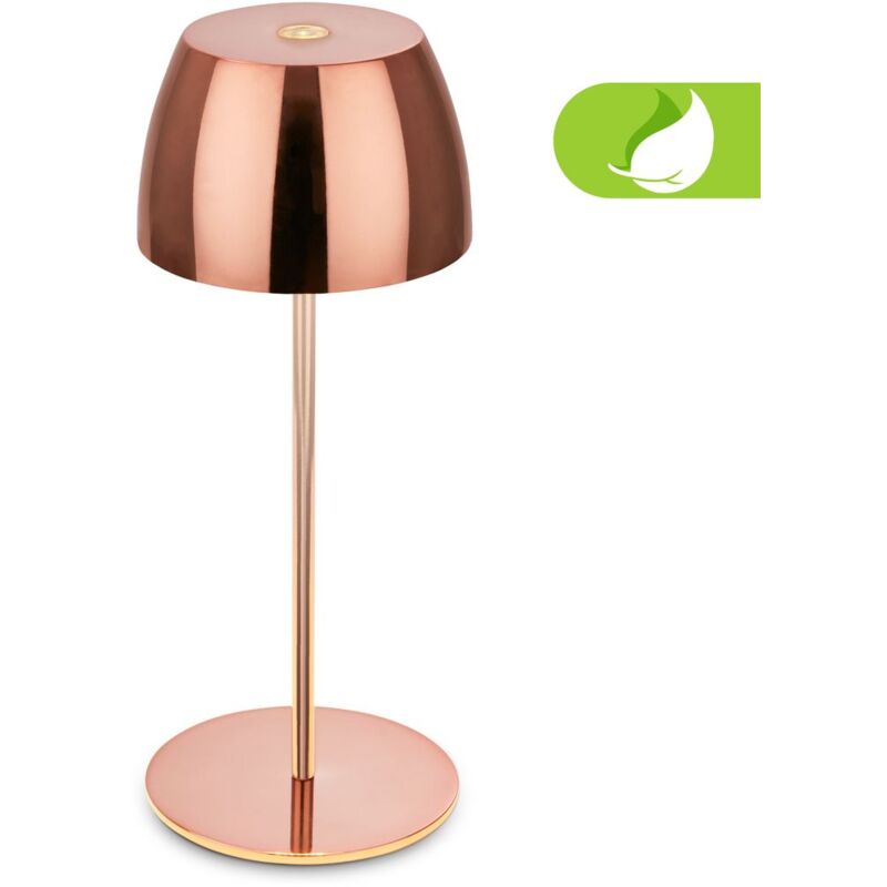 Briloner - Serina Mini Led Tischlampe Kabellos Ip44, Dimmbar, Touch, Spritzwasserschutz, Akku, Kupfer, Ø8 X 20 Cm