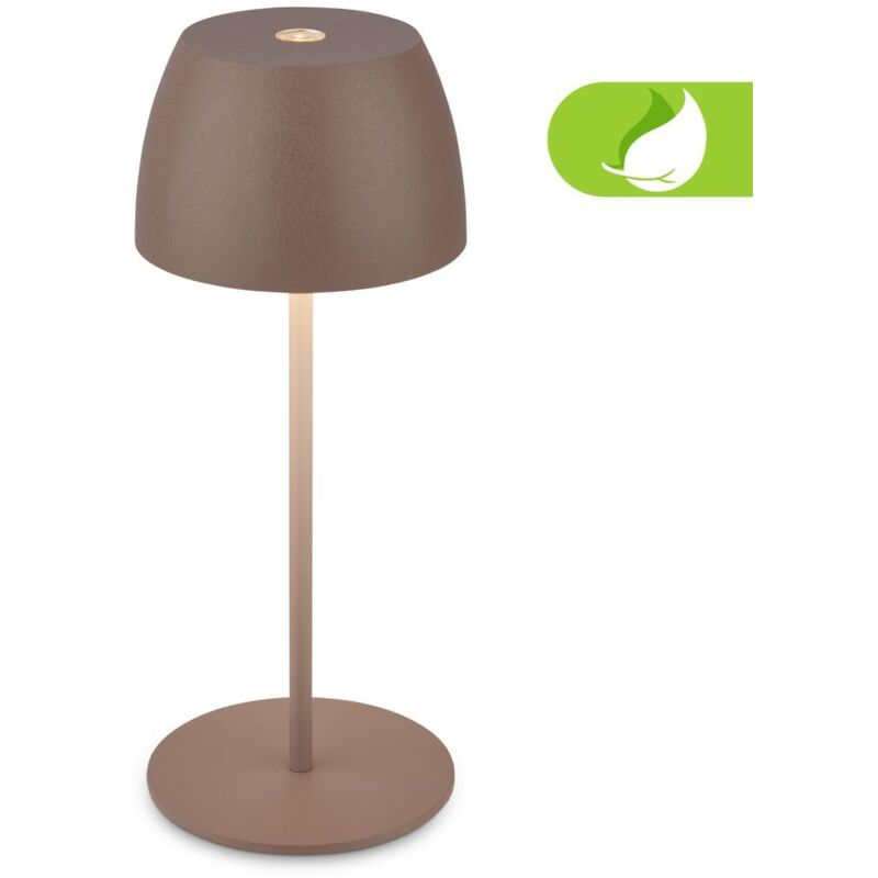 Briloner - Serina Mini Led Tischlampe Kabellos Ip44, Dimmbar, Touch, Spritzwasserschutz, Akku, Umbrasand, Ø8 X 20 Cm
