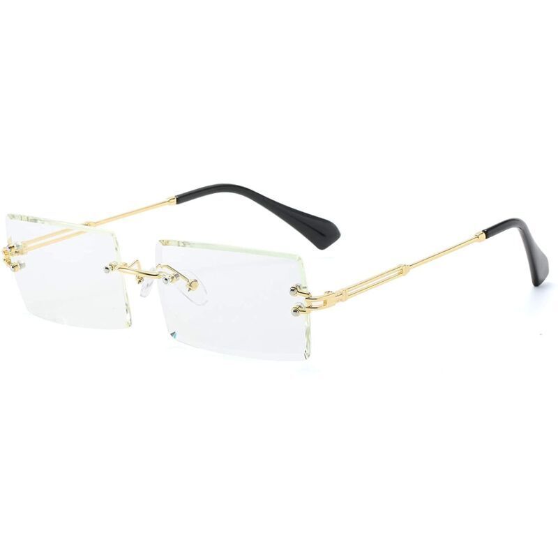 Image of Ultraleichte, rechteckige, rahmenlose Sonnenbrille mit Metallrahmen für Damen und Herren
