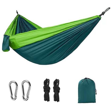 Ultraleichte Reise-Camping-Hängematte  Tragkraft 300 kg, (270 x 140 cm) Atmungsaktiv, schnelltrocknendes Nylon-Fallschirmmaterial  Komplettes Zubehör, einfach zu montieren