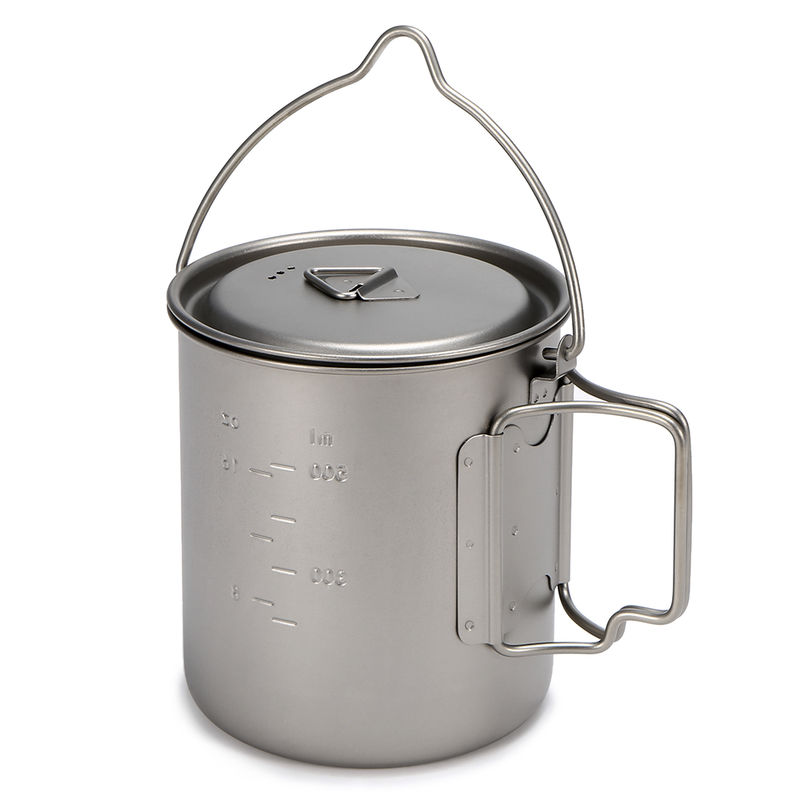 

Ultraligero de titanio Copa portable al aire libre taza de comida campestre que acampa taza de agua con asa plegable, 750ml