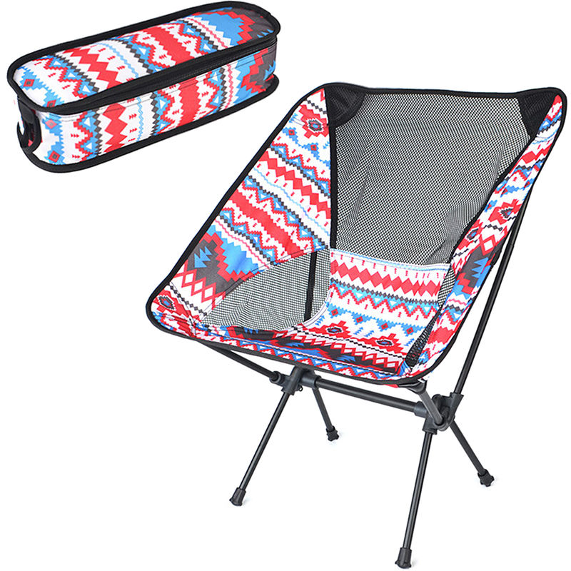 

Ultraligero exterior Silla plegable portatil con bolsa de transporte para el campamento itinerante Senderismo picnic en la playa, rojo y blanco