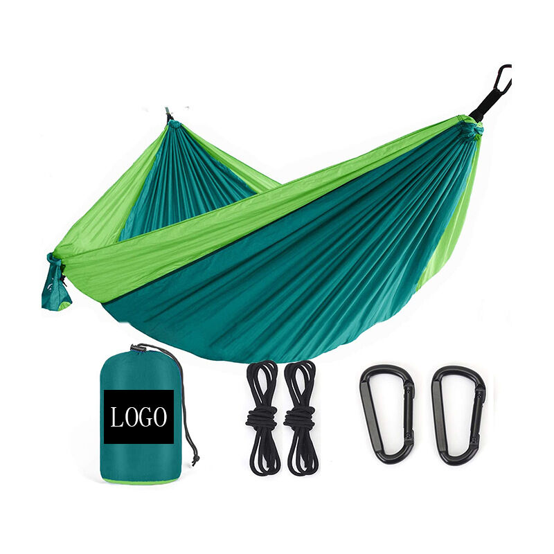 Soleil - Ultralight Outdoor Hammock with Rope, Max Load 300kg, Breathable Parachute Nylon, Quick Dry, Outdoor & Garden Hammock (Green/Orange)