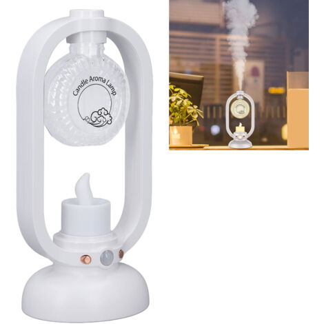 Ultraschall-Aroma-Diffusor-Luftbefeuchter, Weiß, mit Bewegungserkennung und LED, USB-Anschluss, Candlelight Retro Cool Mist für Büro und Zuhause