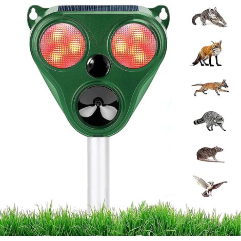 Ultraschall-Fuchsabwehrgerät, Katzenabwehrgerät, Ultraschall-Katzen- und Rattenabwehrgerät, solarbetriebenes Ultraschallabwehrgerät für Haustiere im Freien, 5 Modi