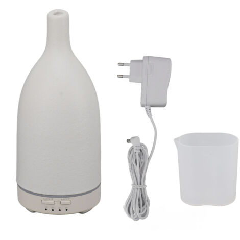Ultraschall-Keramik-Diffusor für ätherische Öle, geräuschlose Aromatherapie, automatische Abschaltung, für Büro und Zuhause, EU-Stecker, 100-240 V, weiß.