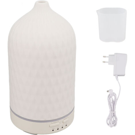 Ultraschall-Keramik-Diffusor für ätherische Öle mit 7 LED-Leuchten, Luftbefeuchter mit Kaltnebel für Zuhause, weißer EU-Stecker 110–240 V