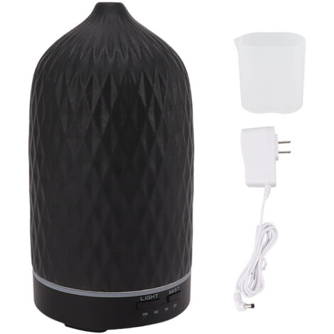 Ultraschall-Keramik-Diffusor für ätherische Öle, Schwarz – Luftbefeuchter mit 7 LED-Leuchten und US-Stecker, 110–240 V