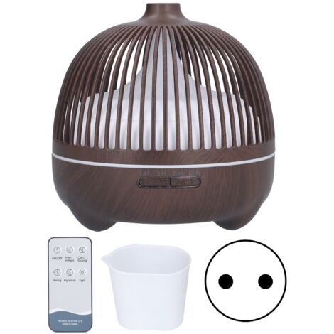Ultraschall-Luftbefeuchter mit Fernbedienung, Aroma-Diffusor und RGB-LED-Beleuchtung, edles Holzmaserungsdesign, 100–240-V-EU-Stecker