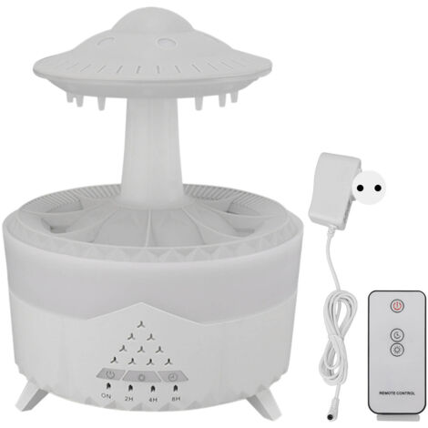 Ultraschall-Luftbefeuchter mit LED-Beleuchtung, Fernbedienung und Timer – Aromatherapie-Funktion – 100–240 V – Weißer EU-Stecker
