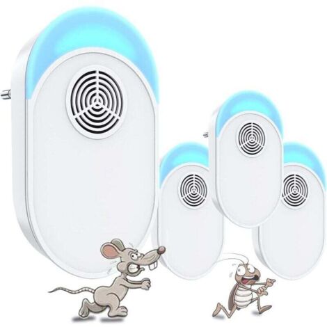 Ultraschall-Mückenabwehrstecker, Ultraschall-Mäuse- und Fliegenabwehrgerät im 4er-Pack, effektives Gerät zur Abwehr von Mäusen, Ratten, Spinnen, Mücken, Mäusen und Kakerlaken