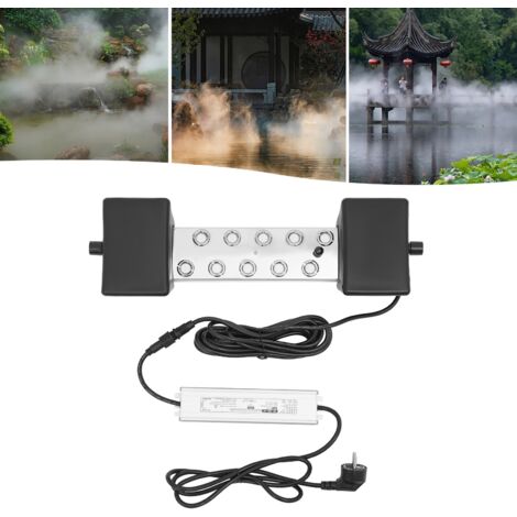 Ultraschallvernebler mit 10 Köpfen, 7000 ml/h Ultraschallvernebler mit wasserdichter Stromversorgung IP67, 350 W Ersatzscheiben für Schwimmboje für Teich, Garten, Steingarten, Gewächshaus