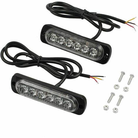 Ultraschlanke bernsteinfarbene LED-Notlichtleiste für 12-V-24-V-Fahrzeuge, Sicherheitsleuchte für Boote, SUV-Anhänger, Wohnwagen (2 x 6 LEDs)