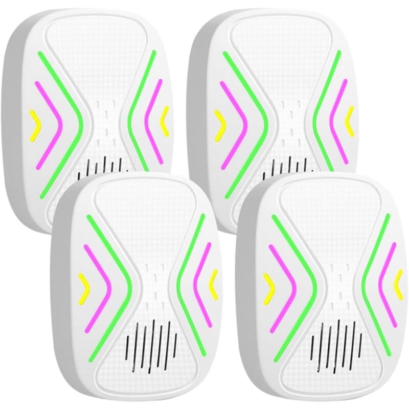 Ultrason Anti Moustique, 4 Pack Répulsif Ultrason Anti-Rongeurs Insectes, Ultrason Souris et Rats, Anti-Rats,Silencieux,Non-Toxique, Efficace Contre