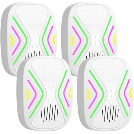 Ultrason Anti Moustique, 4 Pack Répulsif Ultrason Anti-Rongeurs Insectes, Ultrason Souris et Rats, Anti-Rats,Silencieux,Non-Toxique, Efficace Contre Les Souris et Les Rats
