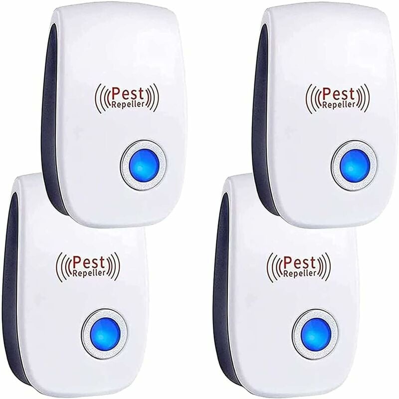 Ultrason Anti Moustique, 4 Pack Ultrason Souris et Rats,Répulsif Ultrason Anti-Rongeurs Insectes & Intérieur Répulsif Électronique Anti Souris,