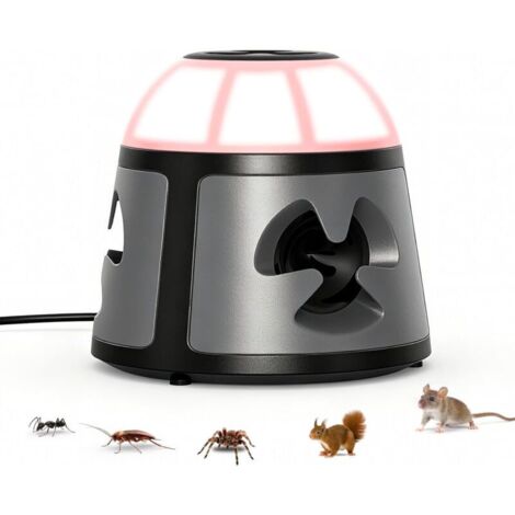 Ultrason Souris et Rats 360°, 4 Modes Répulsif Souris avec Lumière Clignotante, 600 M² Répulsifs Anti-Taupes Anti Souris Plug in, Extérieur Intérieur pour Rongeurs, Araignées, Cafards, Mites