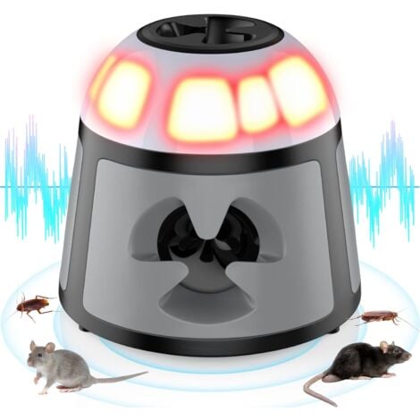 COAVAS Ultrason Souris et Rats, Repulsif Souris Ultrasons 360° Anti Souris avec Lumière LED Appareil Ultrason pour Nuisible Rongeurs Plug in Répulsif Intérieur Dispositif Anti Nuisible Cafards pour Jardin