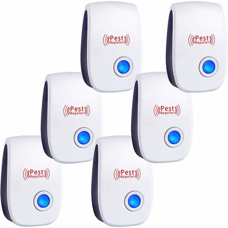 Ultrasonic Pest Repeller 6 Packs Electronic Plug in Indoor Sonic Repellent antiparasitaire pour Insectes Cafards Insectes Souris Araignées Moustiques