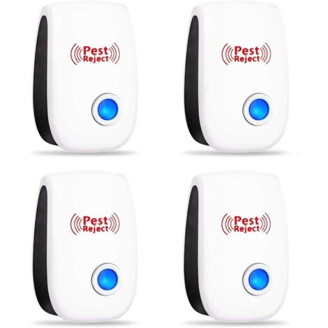 Ultrasonic Repellent Anti-Rodent Insects, Mosquito Repellent, Electric Fly Repellent Indoor Mouse Repellent Device, Mosquito, Cockroach, Ant, Spider, 100% Harmless (4 Packs)