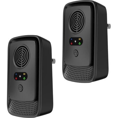 Ultrasonic Repellent with 3 Operating Modes, Silent Mode, Effective Against Rats, Rodents, Mice, Ants, Spiders, Mosquitoes, Cockroaches, Non-Toxic, Radiation-Free, 2 Pack (Black-5)