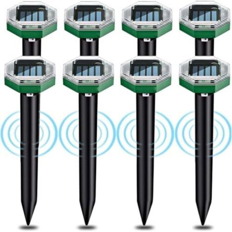 Ultrasonic Solar Mole Repellent, 8 Pieces, Ultrasonic, Solar