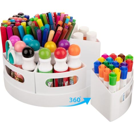 Um 360° drehbarer Stifthalter für den Schreibtisch – Aufbewahrungs-Organizer mit 7 Fächern für Künstlerbedarf, Marker-Organizer und drehbarer Make-up-Organizer für Zuhause, Büro