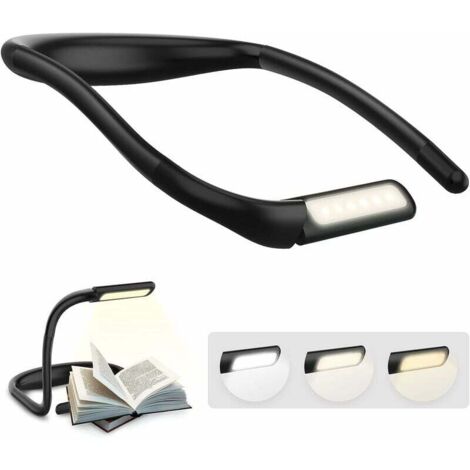 Um den Hals montierbare Leselampe mit klappbaren Armen und 1800 mAh Akku. Diese LED-Schreibtischlampe bietet 3 Lichtfarben und stufenlos einstellbare Helligkeitsstufen.