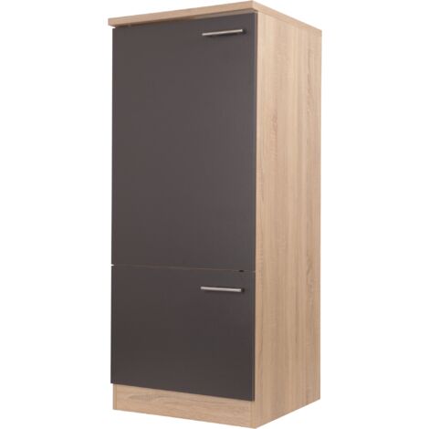 Umbauschrank Kühlschrank 60 cm Eiche Sägerau Grau Merle Respekta