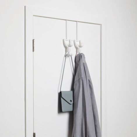 Umbra 1004260-660 Buddy Door Appendiabiti con doppi ganci, plastica, bianco, 21,6 x 30,5 x 10,8 cm