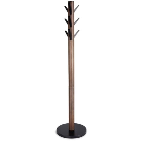 Umbra Appendiabiti Flapper, appendiabiti, portaombrelli e organizer per cappelli, ideale per l'ingresso, in legno, nero/noce