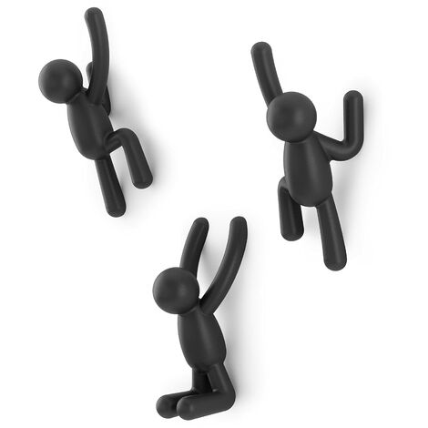 Umbra Buddy Ganci da parete, Set di 3, Nero