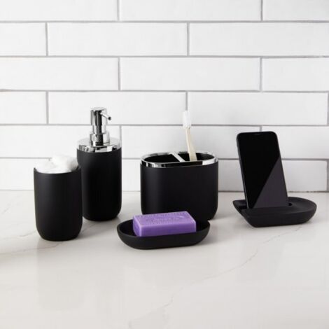 Umbra Junip Portasapone ovale, Resina, Nero