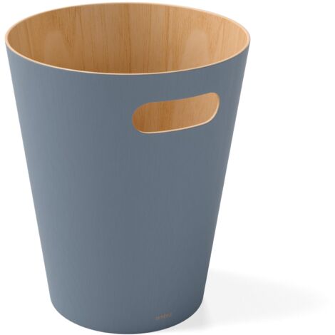 Umbra Pattumiera in Legno Bicolore per Ufficio, Bagno, Soggiorno e Altro, Blue Ardesia, 7.5 L