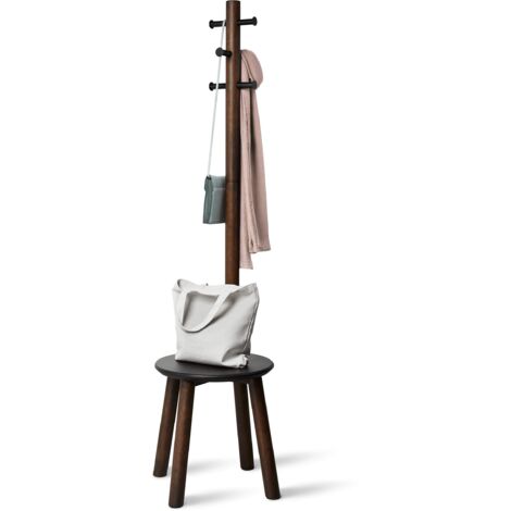 Umbra Pillar Attaccapanni verticale, Legno di hevea, Nero/noce