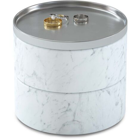 Umbra Tesora boîte à bijoux blanc marbré et argent