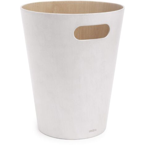 Umbra Woodrow Cestino della spazzatura, capacità 7,5 L, Faggio Europeo, Bianco/naturale