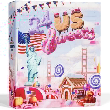 UMBRELLA® Calendrier de l’Avent USA 2025 avec Bonbons Américains [ORIGINAL US CANDY] – Calendrier de l’Avent 2025 pour Enfants, Femmes & Hommes – Calendrier de Bonbons USA – Friandises Américaines