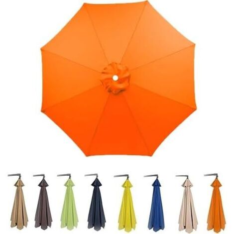 Umbrella Cloth Replacement Cover for 9ft 8 Ribs Patio Market, Round Canopy, Washable Canopy(Navy,270cm/9ft 8Ribs)(Orange,270cm/9ft 6Ribs)