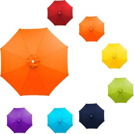 Umbrella Cloth Replacement Covers for Parasol, 6 Ribs 8Ribs Market Patio Canopy Cover, 7ft 9ft 10ft Outdoor Table Canopy(Red,8ft 6Ribs)(Orange,8ft 8Ribs)