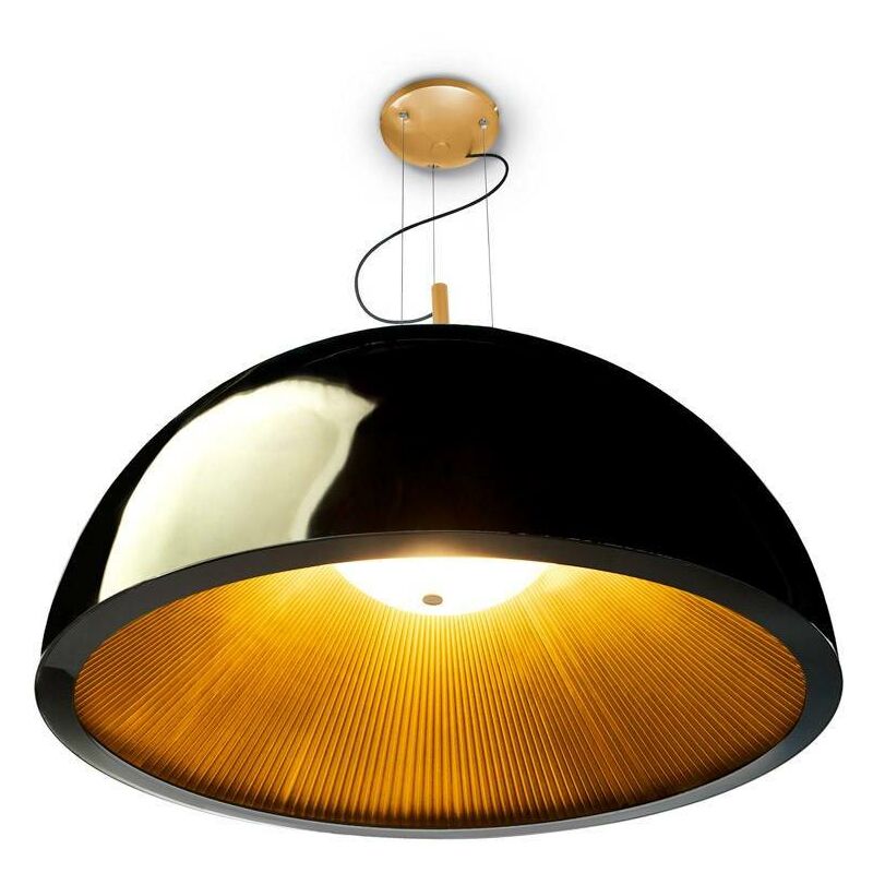 Grok - 3 Light Large Dome Ceiling Pendant Black, Gold, E27 - Leds-c4