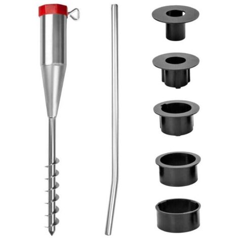 Umbrella Stand, Base, Screw-On Ground Socket, Adapter 25-55mm, Galvanized Steel, Silver MUMU