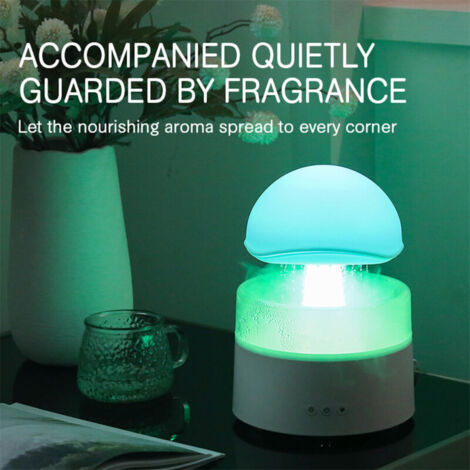 Umidificatore a forma di fungo SJLERST, 7 colori di luce notturna, diffusore di aromi a ultrasuoni da 500 ml con nebulizzazione fredda e telecomando, effetto pioggia e gocce d'acqua per la camera da l