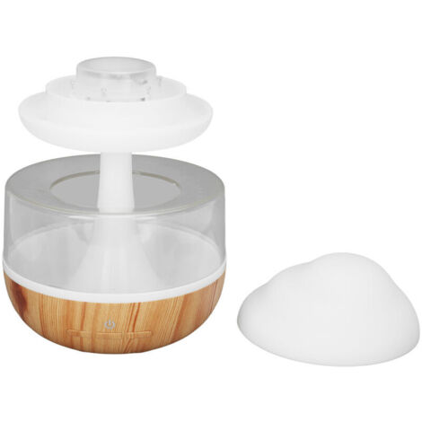 Umidificatore a forma di nuvola di pioggia con diffusore di oli essenziali e 7 luci LED, ideale per il comodino.