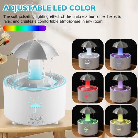 Umidificatore a ombrello: umidificatore rotante da 300 ml con telecomando, diffusore di aromaterapia a LED a 7 colori per camera da letto e soggiorno