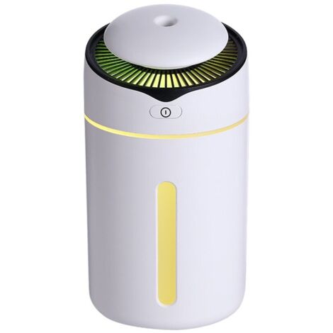 Umidificatore a ultrasuoni, 300 ml, LED, 2 modalità, 7 colori, spegnimento automatico, per casa, ufficio e auto, bianco