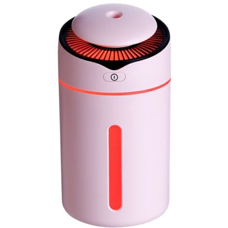 Umidificatore a ultrasuoni, 300 ml, LED, 2 modalità, 7 colori, spegnimento automatico, per casa, ufficio e auto, rosa